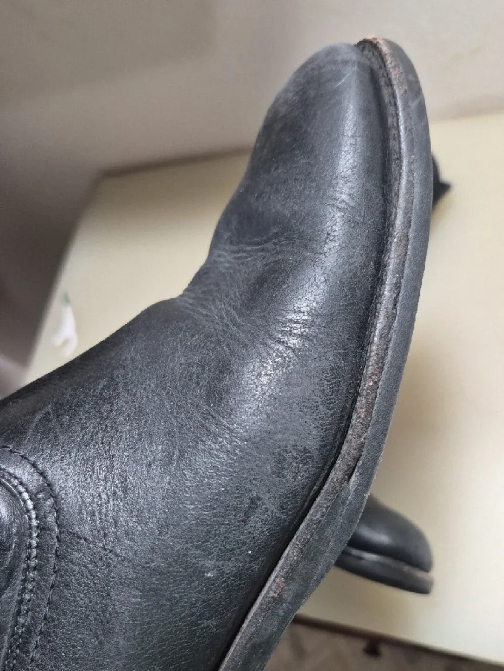 Frye Black Leather Pull-On Mid-Calf Boots